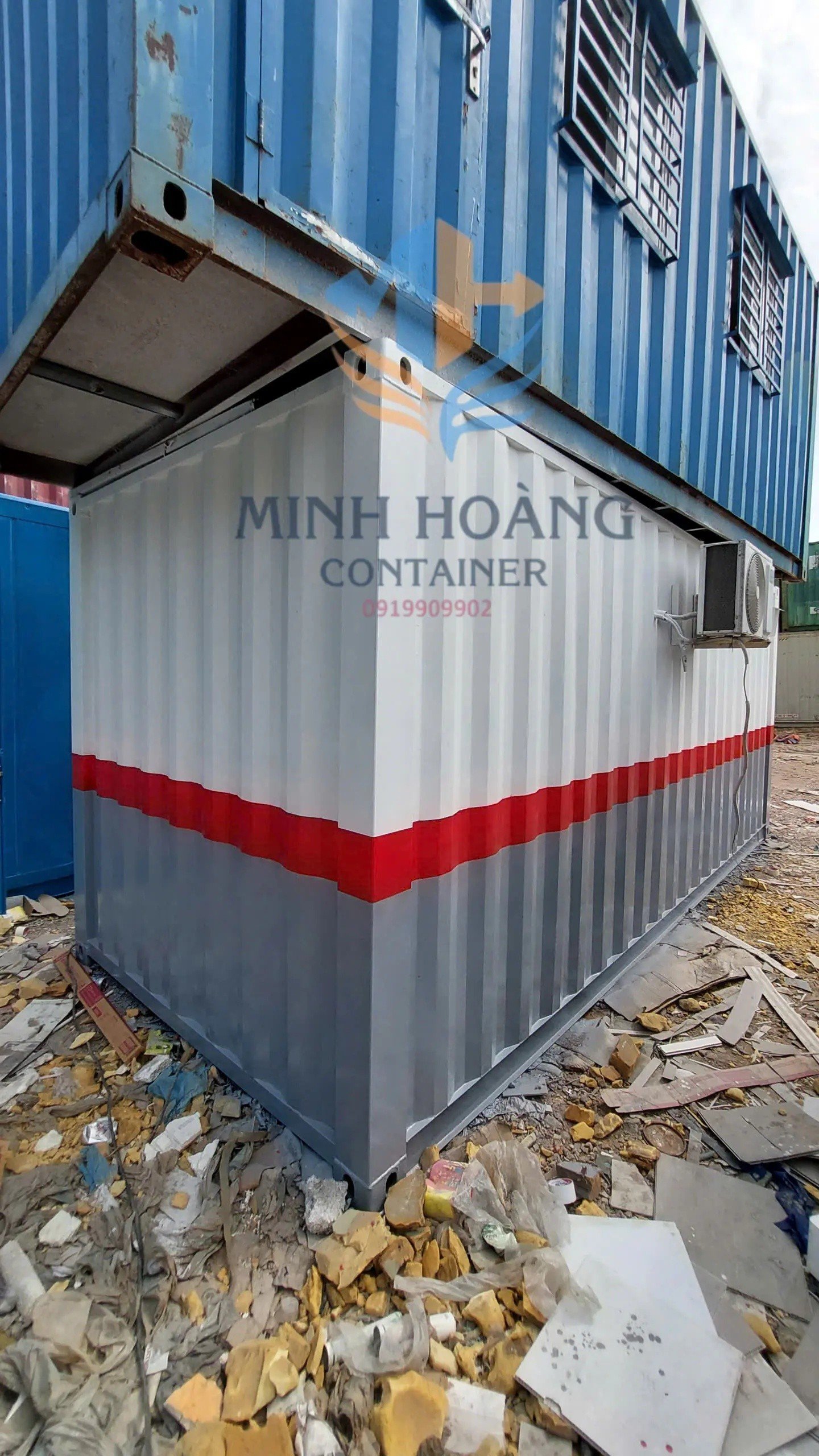 Container Văn Phòng 20 Feet 3 Màu Trắng Đỏ Xám